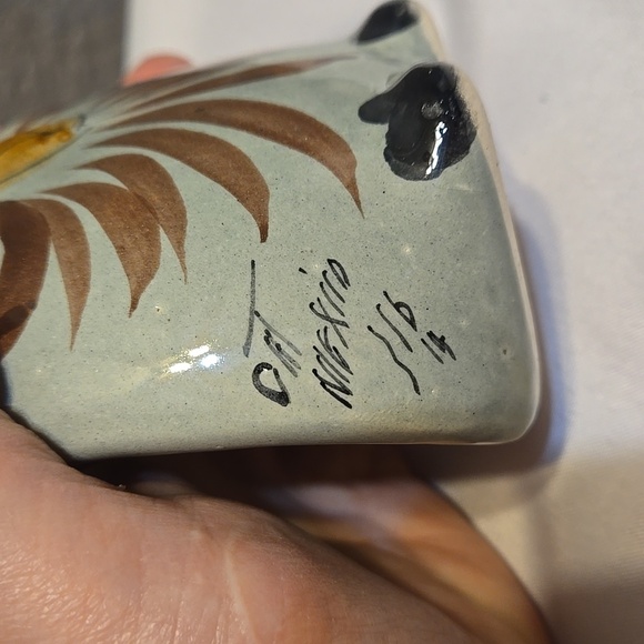 Tonala Mexican Pottery, Owl, Medium sized, Signed, Blue, Handmade, Hand painted - Picture 6 of 11